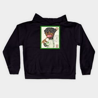 Funny Cute Rottie Rottweiler Postage Stamp Kids Hoodie